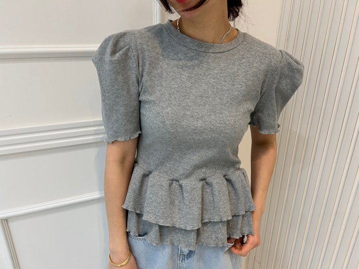 Pearls room - Korean Women Fashion - #momslook - Cancan Rib Tee - 7