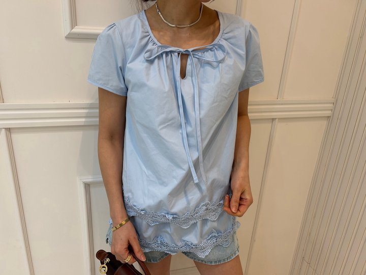 Pearls room - Korean Women Fashion - #momslook - Double Lace Blouse - 2
