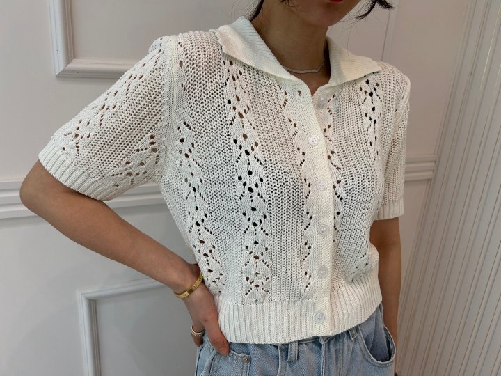 Pearls room - Korean Women Fashion - #momslook - Scaci Collar Knit Cardigan - 11