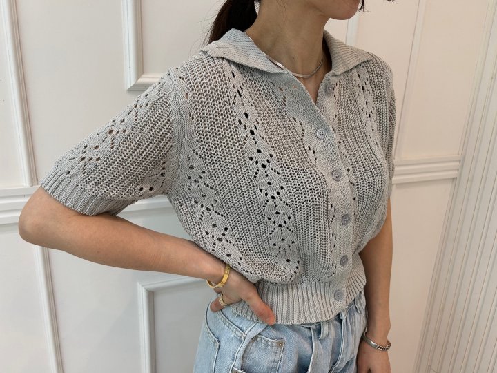 Pearls room - Korean Women Fashion - #momslook - Scaci Collar Knit Cardigan - 7