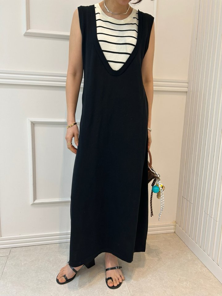 Pearls room - Korean Women Fashion - #momslook - Colored Knit One-piece - 10