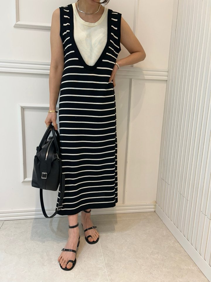 Pearls room - Korean Women Fashion - #momslook - Colored Knit One-piece - 2
