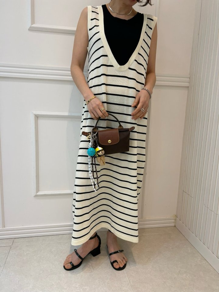 Pearls room - Korean Women Fashion - #momslook - Colored Knit One-piece - 6
