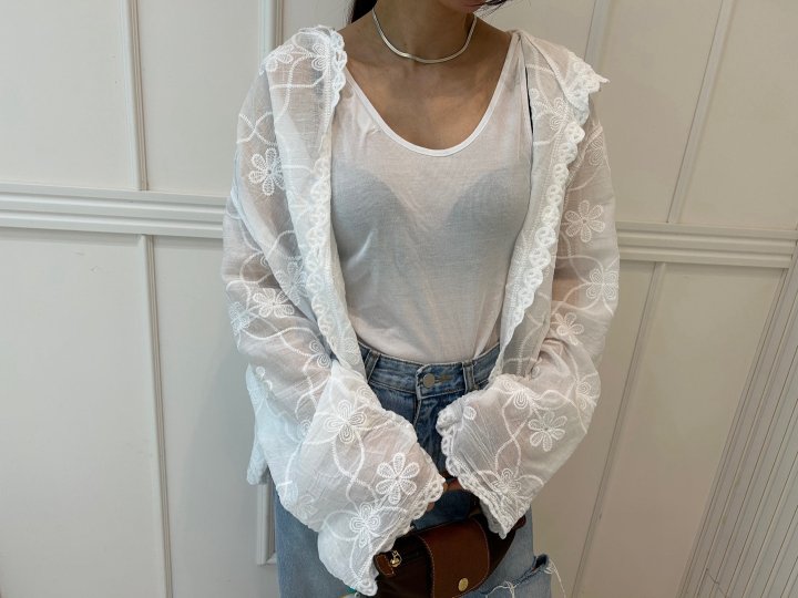 Pearls room - Korean Women Fashion - #momslook - Lace Hood Cardigan