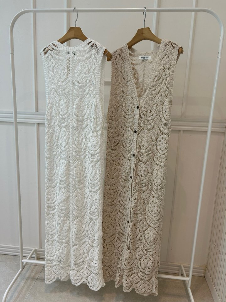 Pearls room - Korean Women Fashion - #momslook - Knit Sleeveless Long One-piece - 11