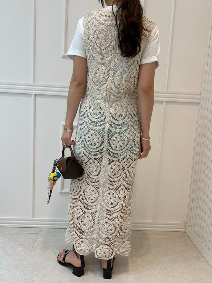 Pearls room - Korean Women Fashion - #momslook - Knit Sleeveless Long One-piece - 9