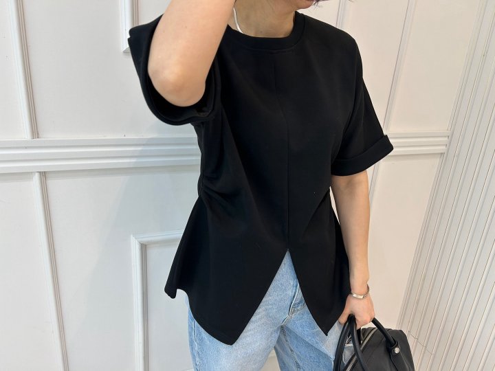 Pearls room - Korean Women Fashion - #momslook - Front Slit Tee - 7