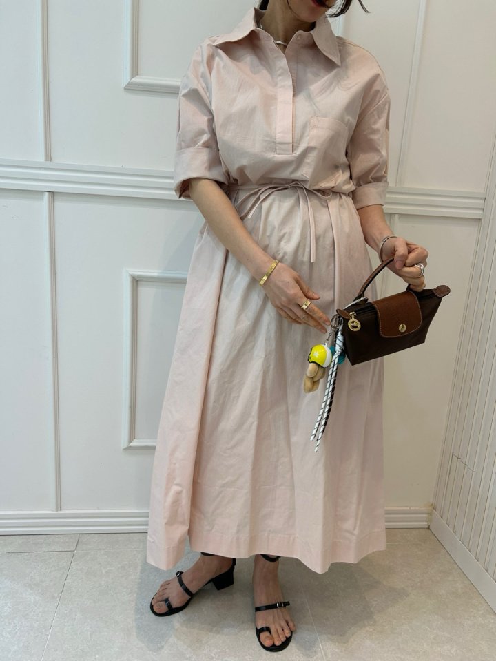 Pearls room - Korean Women Fashion - #momslook - Half Open Long One-piece - 2