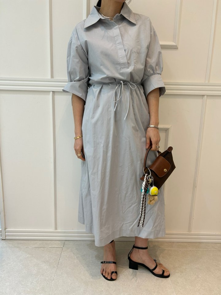 Pearls room - Korean Women Fashion - #momslook - Half Open Long One-piece - 6