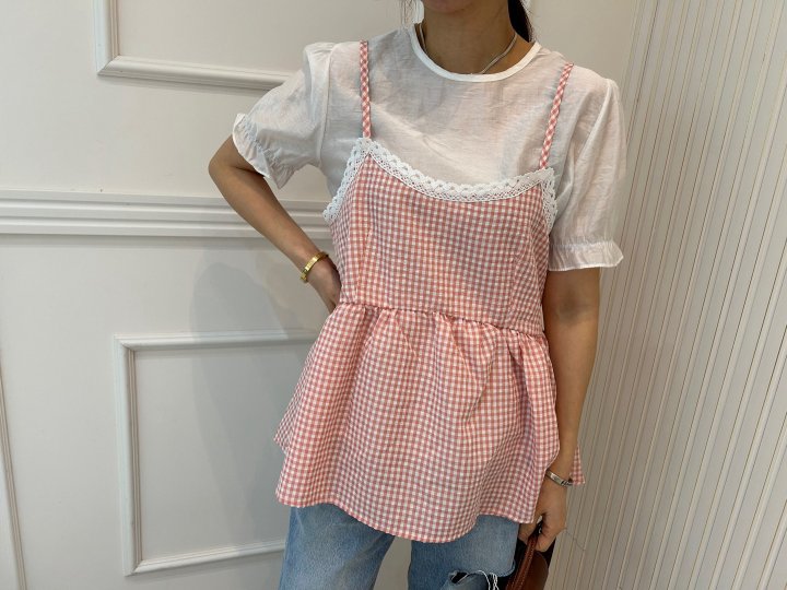 Pearls room - Korean Women Fashion - #momslook - Check Sleeveless Set - 11
