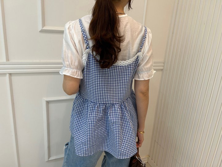 Pearls room - Korean Women Fashion - #momslook - Check Sleeveless Set - 8