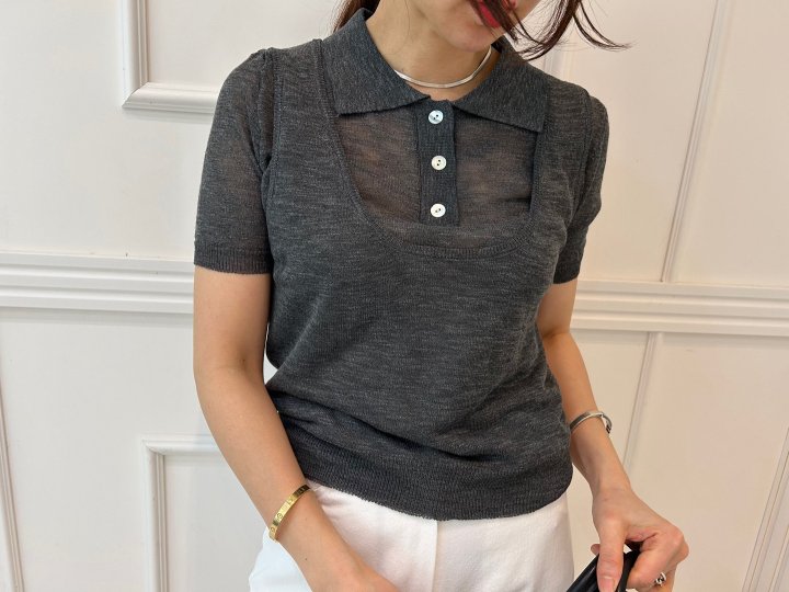 Pearls room - Korean Women Fashion - #momslook - Linen Collar Vest Set - 11