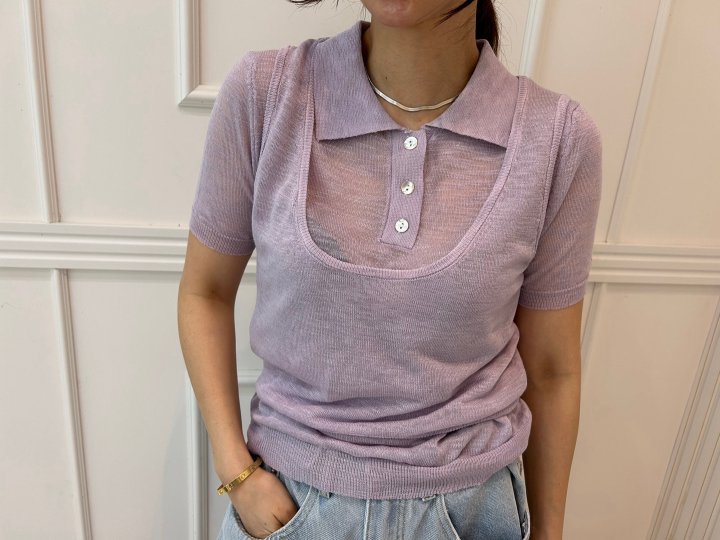 Pearls room - Korean Women Fashion - #momslook - Linen Collar Vest Set - 5