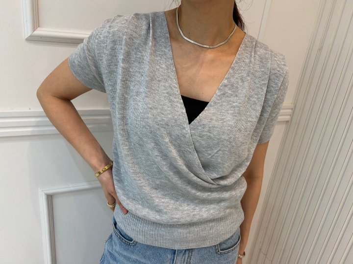 Pearls room - Korean Women Fashion - #momslook - Wrap Pintuck Knit Top - 8