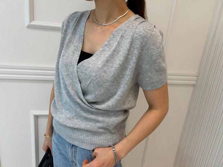Pearls room - Korean Women Fashion - #momslook - Wrap Pintuck Knit Top - 9