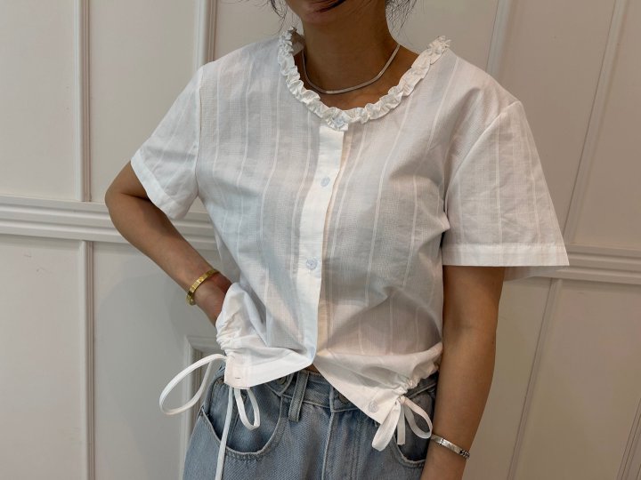 Pearls room - Korean Women Fashion - #momslook - Wave Blouse - 6