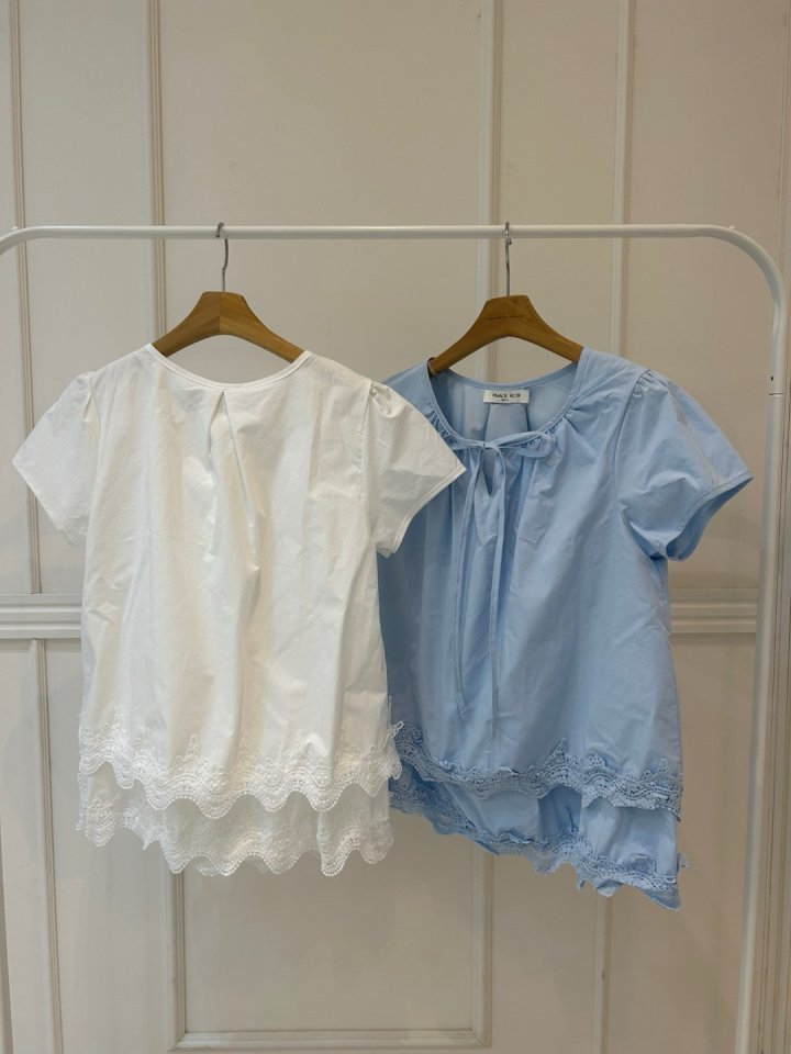 Pearls room - Korean Women Fashion - #restrostyle - Double Lace Blouse - 11