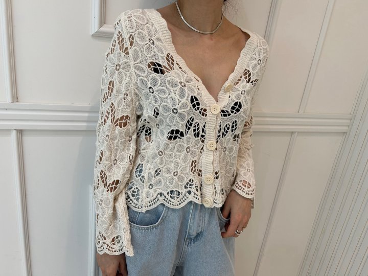 Pearls room - Korean Women Fashion - #romanticstyle - Knitting Cardigan - 3