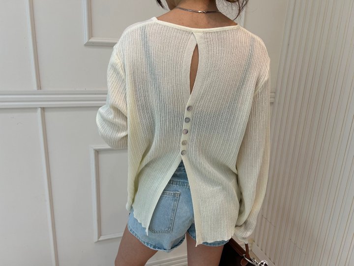Pearls room - Korean Women Fashion - #shopsmall - Back Button Knit Top - 6
