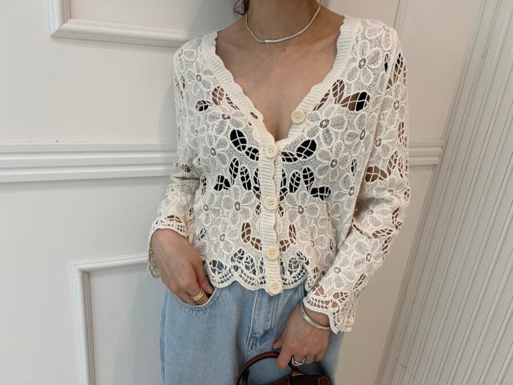 Pearls room - Korean Women Fashion - #romanticstyle - Knitting Cardigan - 4