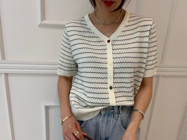 Pearls room - Korean Women Fashion - #thatsdarling - Zigzag Cardigan - 3