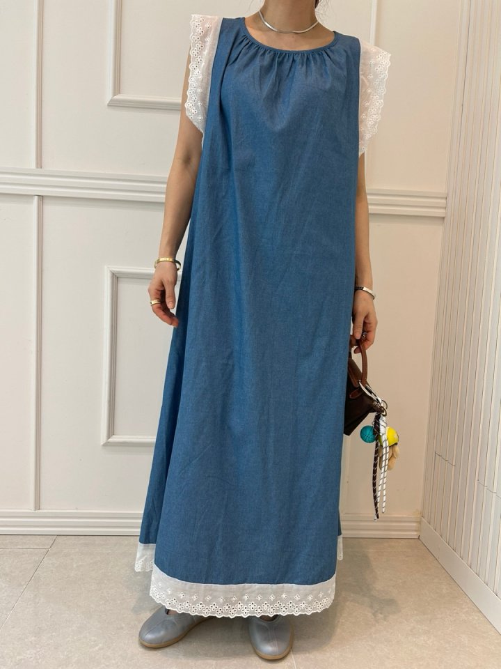 Pearls room - Korean Women Fashion - #thelittlethings - Lace Denim One-piece - 3