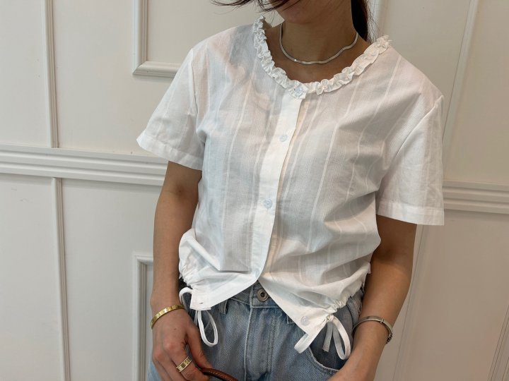 Pearls room - Korean Women Fashion - #vintageinspired - Wave Blouse - 8