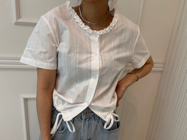 Pearls room - Korean Women Fashion - #vintagekidsstyle - Wave Blouse - 9