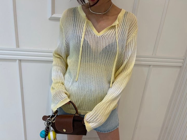 Pearls room - Korean Women Fashion - #womensfashion - Water Pigment Knit Top - 7