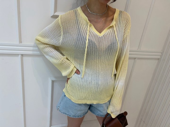 Pearls room - Korean Women Fashion - #womensfashion - Water Pigment Knit Top - 9