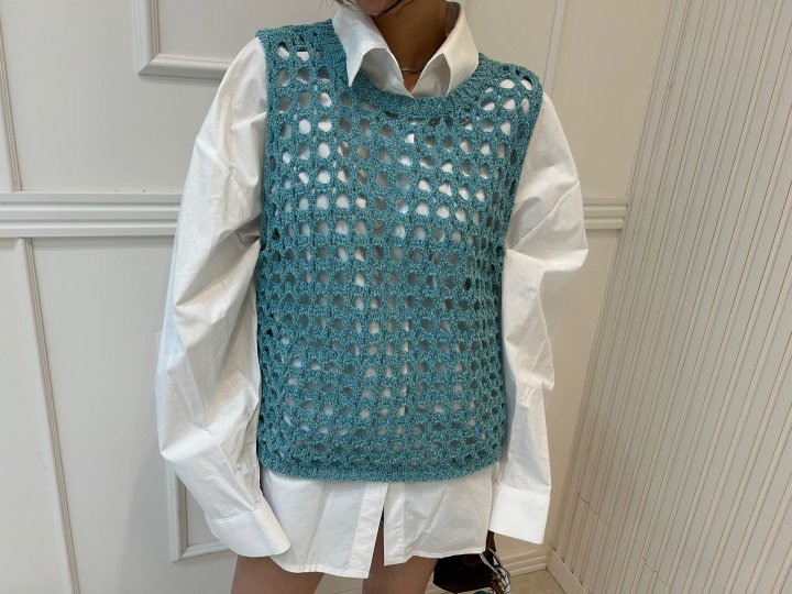 Pearls room - Korean Women Fashion - #womensfashion - Net Knit Vest - 10