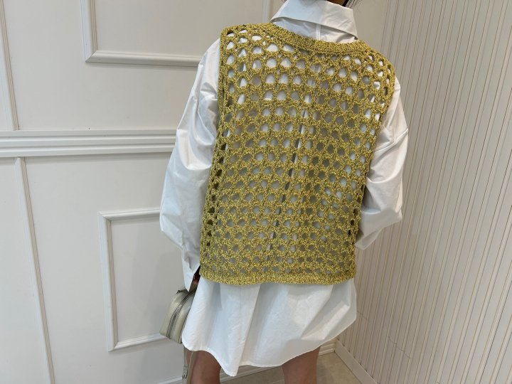 Pearls room - Korean Women Fashion - #momslook - Net Knit Vest - 4