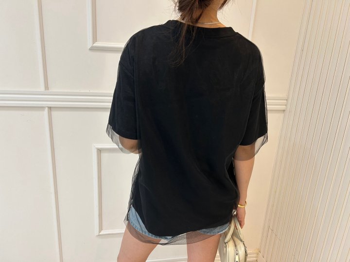 Pearls room - Korean Women Fashion - #momslook - Double Mesh Tee - 4