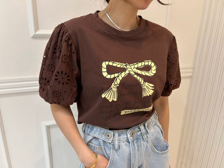 Pearls room - Korean Women Fashion - #womensfashion - Punching Ribbon Tee - 2