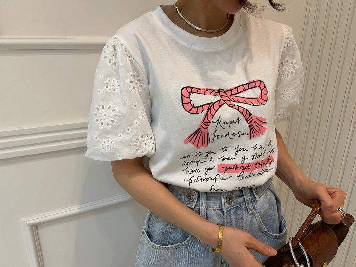 Pearls room - Korean Women Fashion - #womensfashion - Punching Ribbon Tee - 6