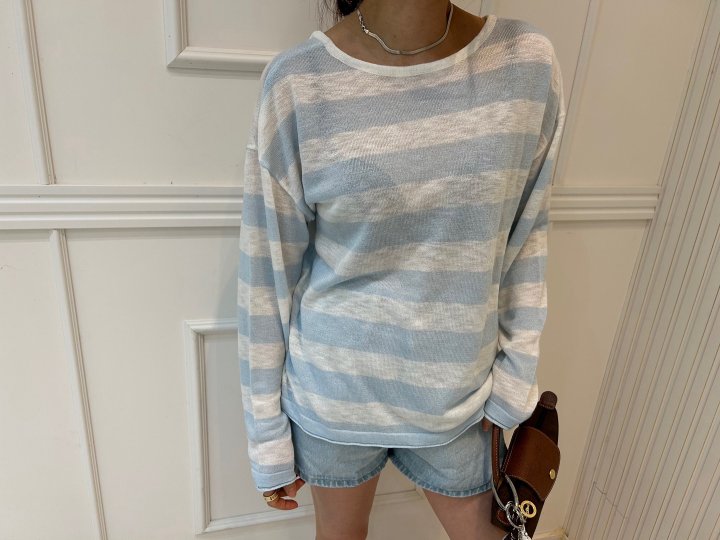 Pearls room - Korean Women Fashion - #womensfashion - Stripe X Knit Pullover - 9