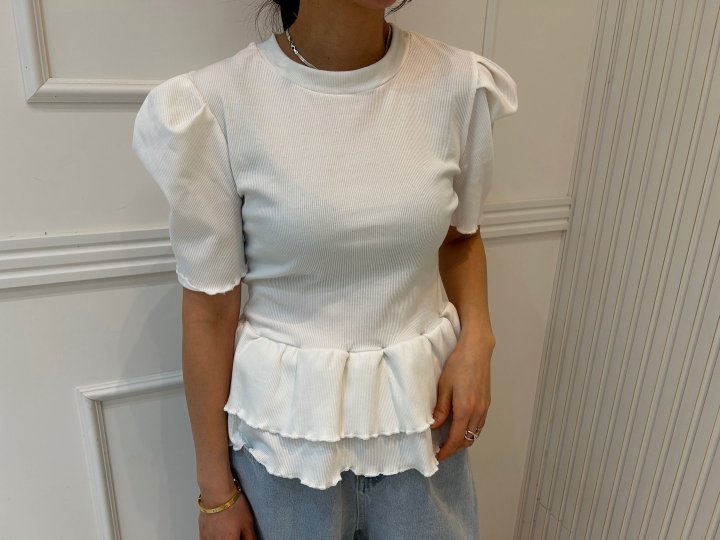 Pearls room - Korean Women Fashion - #momslook - Cancan Rib Tee - 4