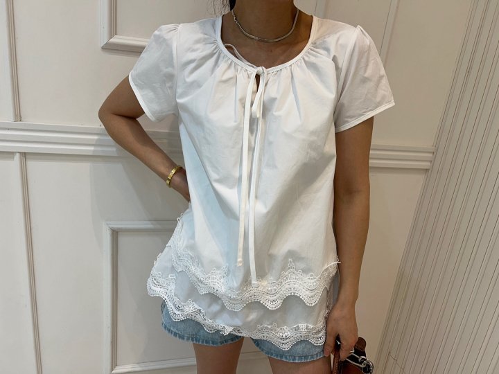 Pearls room - Korean Women Fashion - #womensfashion - Double Lace Blouse - 7