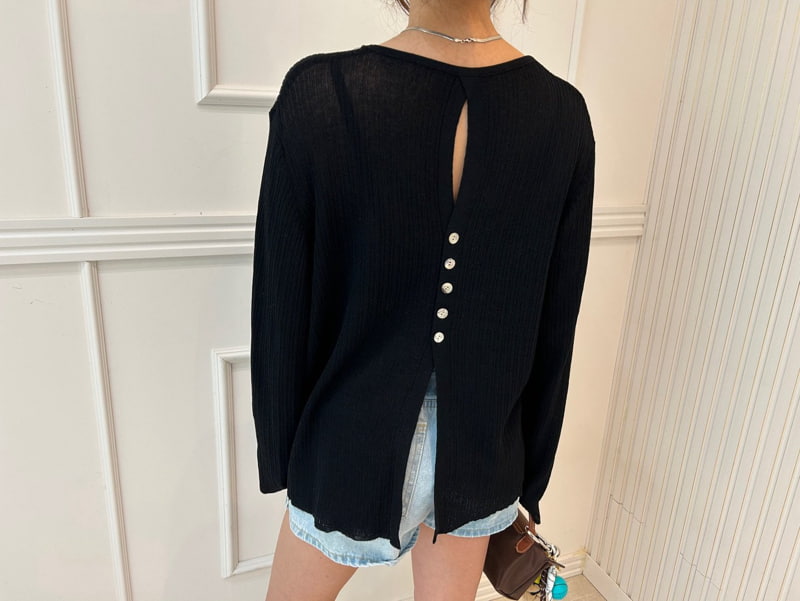 Pearls room - Korean Women Fashion - #womensfashion - Back Button Knit Top - 12