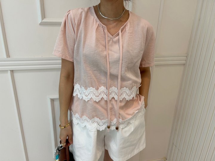Pearls room - Korean Women Fashion - #womensfashion - Lace String Blouse - 5