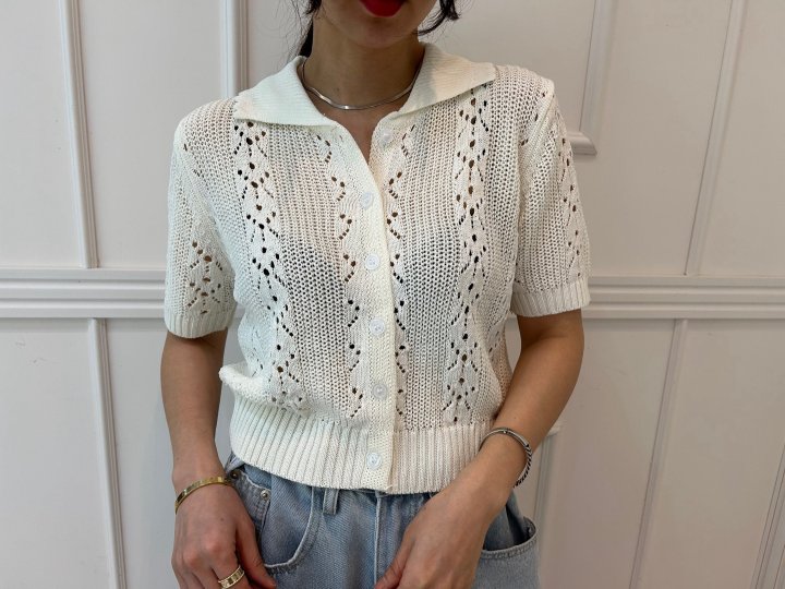 Pearls room - Korean Women Fashion - #womensfashion - Scaci Collar Knit Cardigan - 10
