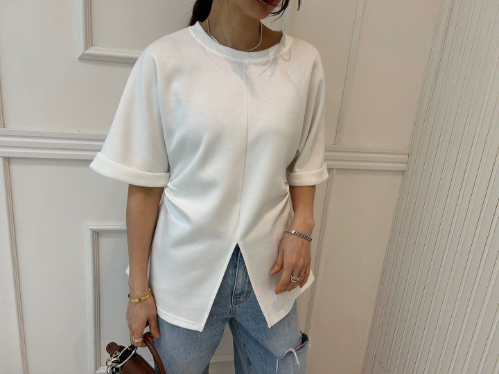 Pearls room - Korean Women Fashion - #womensfashion - Front Slit Tee - 2
