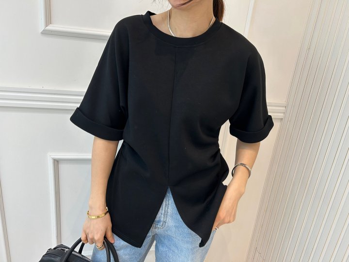 Pearls room - Korean Women Fashion - #womensfashion - Front Slit Tee - 6