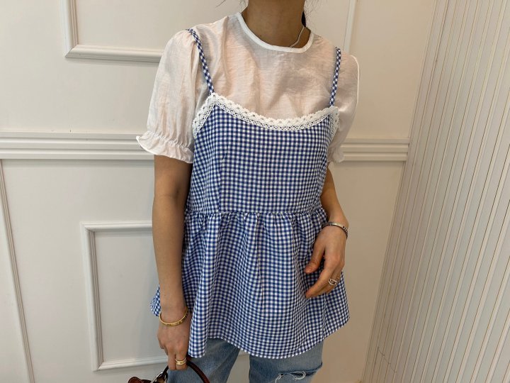 Pearls room - Korean Women Fashion - #womensfashion - Check Sleeveless Set - 7