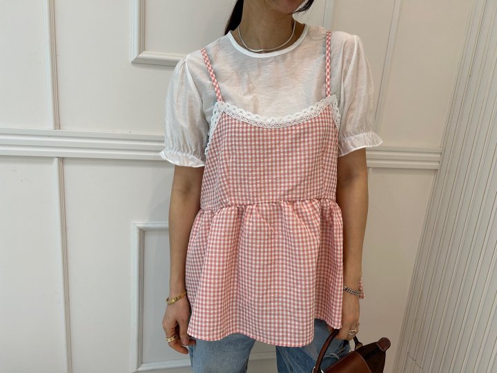 Pearls room - Korean Women Fashion - #womensfashion - Check Sleeveless Set - 9