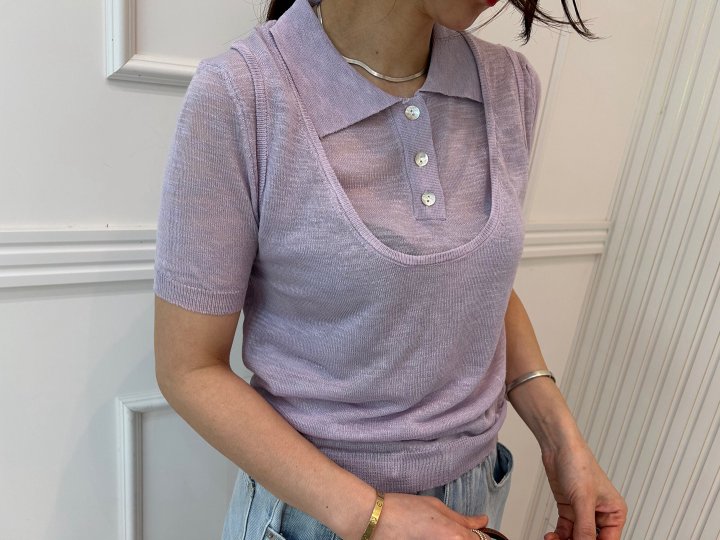 Pearls room - Korean Women Fashion - #womensfashion - Linen Collar Vest Set - 8