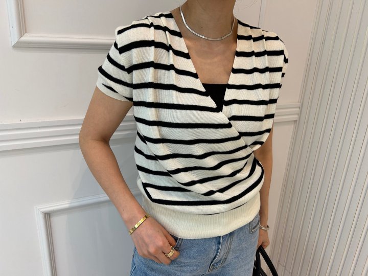 Pearls room - Korean Women Fashion - #womensfashion - Wrap Pintuck Knit Top - 2