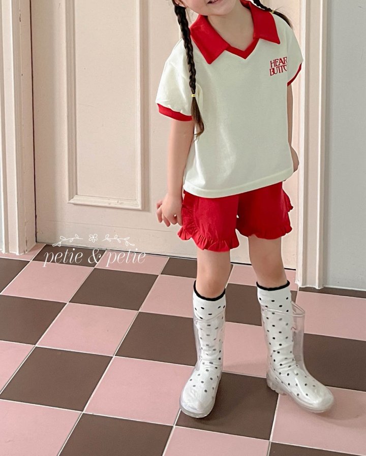 Petit & Petit - Korean Children Fashion - #childofig - Heart Button Collar Tee - 2