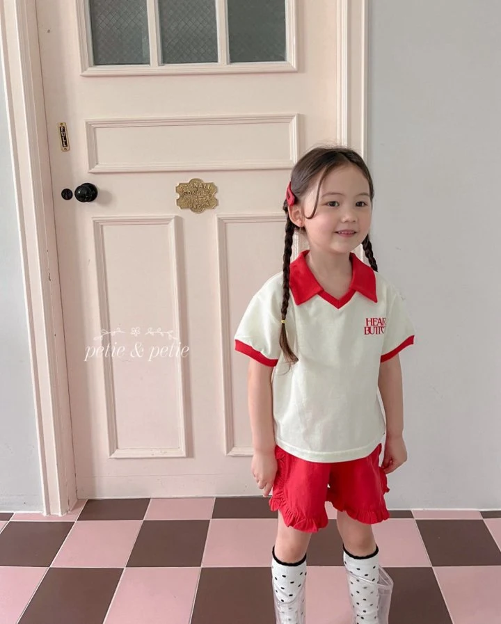 Petit & Petit - Korean Children Fashion - #childrensboutique - Heart Button Collar Tee - 3