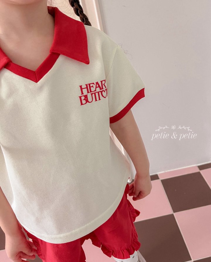 Petit & Petit - Korean Children Fashion - #fashionkids - Heart Button Collar Tee - 6
